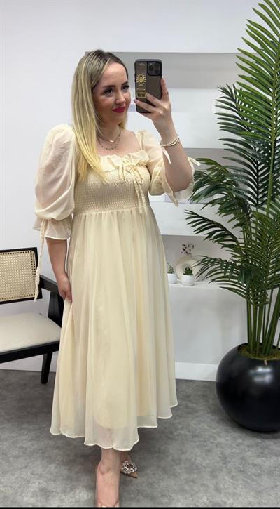 Prenses Model Ekru Düz Renk