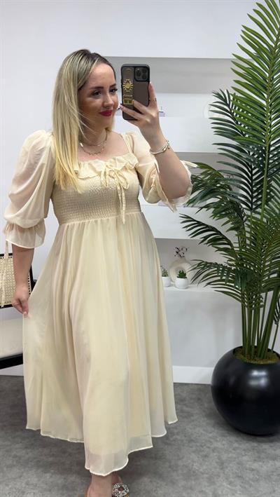 Prenses Model Ekru Düz Renk