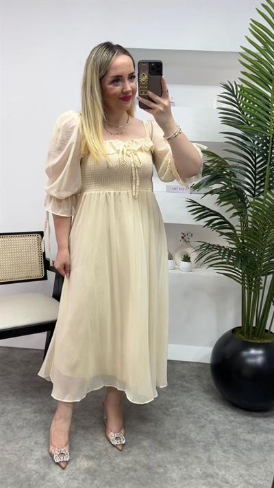 Prenses Model Ekru Düz Renk