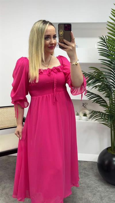 Prenses Model Fuşya Düz Renk