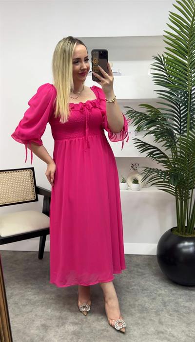 Prenses Model Fuşya Düz Renk