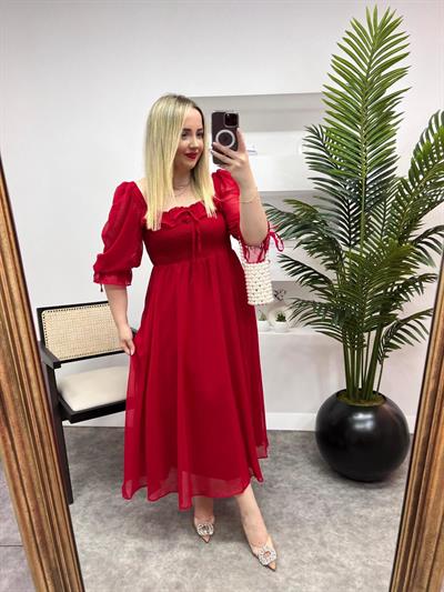 Prenses Model Kirmizi Düz Renk