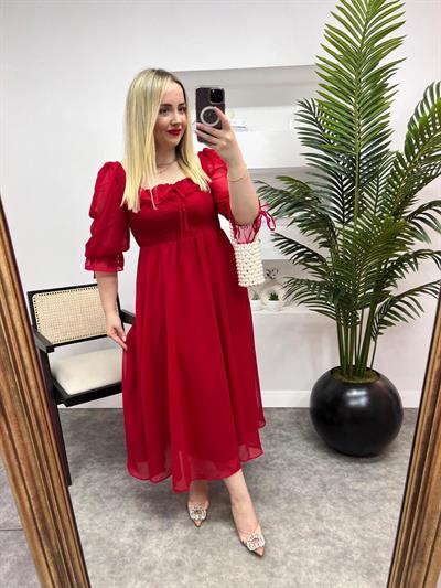 Prenses Model Kirmizi Düz Renk