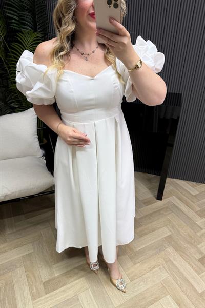 Queen Madonna Yaka Tasarım Elbise Beyaz