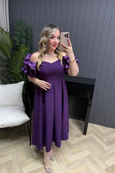 Queen Madonna Yaka Tasarım Elbise Mor