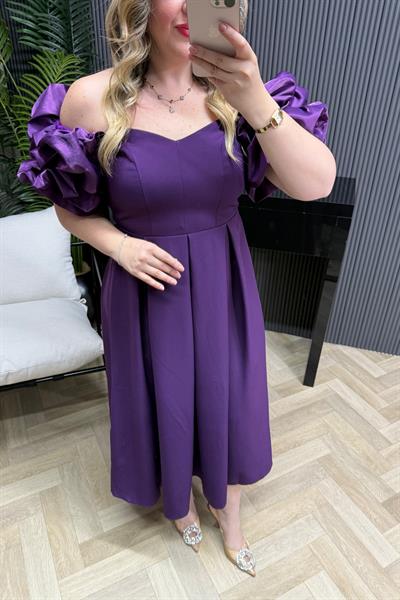 Queen Madonna Yaka Tasarım Elbise Mor