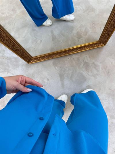 Rahat Kalıp Krep Kumaş Takım Mavi