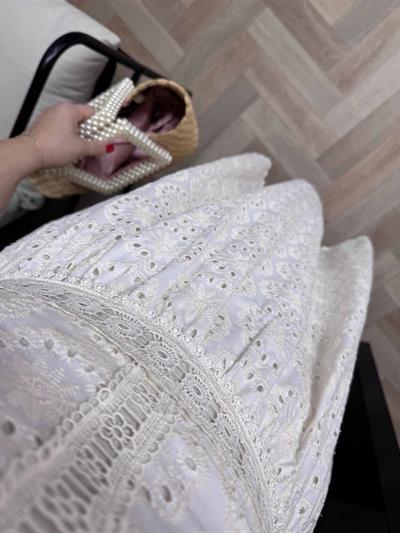 Rose Tasarım Dantel Detaplı Fisto Elbise Ekru