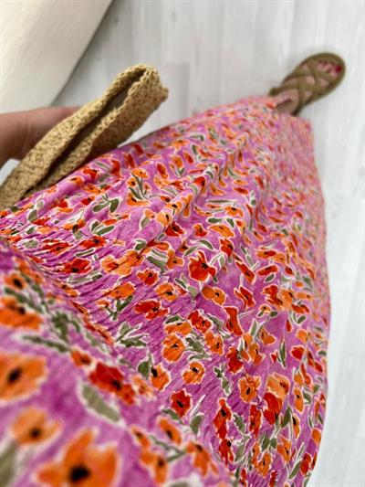 Saç Tokalı Pembe Desenli Lily Elbise