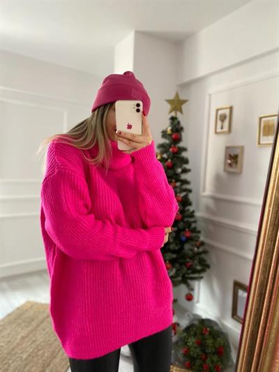 Şal Yaka Pembe Renk Kazak