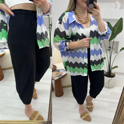 Şalvar Model Keten Pantolon Siyah