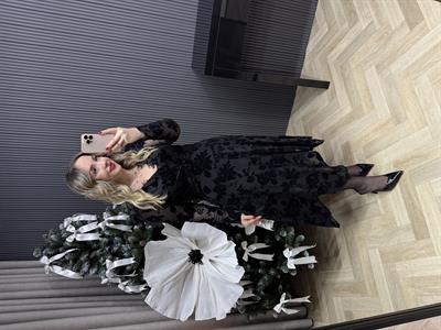 Scarlet Vatkalı Dantel Detaylı Tasarım Elbise Siyah