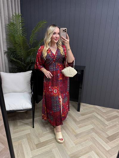 Serena Model Etnik Desen Elbise