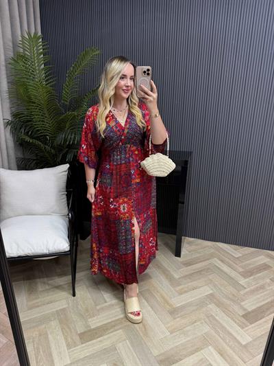 Serena Model Etnik Desen Elbise