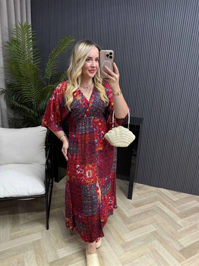 Serena Model Etnik Desen Elbise