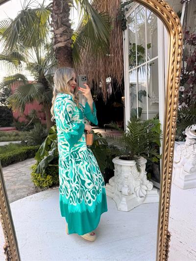 Serena Pamuk Tasarım Elbise Su Yeşili