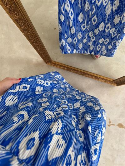 Serena Yırtmaçsiz Maxi Boy Damla Model Mavi Renk Elbise