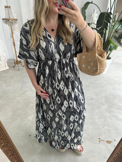 Serena Yırtmaçsiz Maxi Boy Damla Model  Siyah Renk Elbise