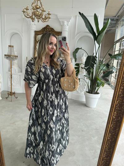 Serena Yırtmaçsiz Maxi Boy Damla Model  Siyah Renk Elbise