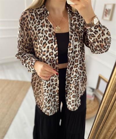 Şifon Leopar Gömlek