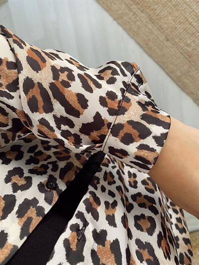 Şifon Leopar Gömlek