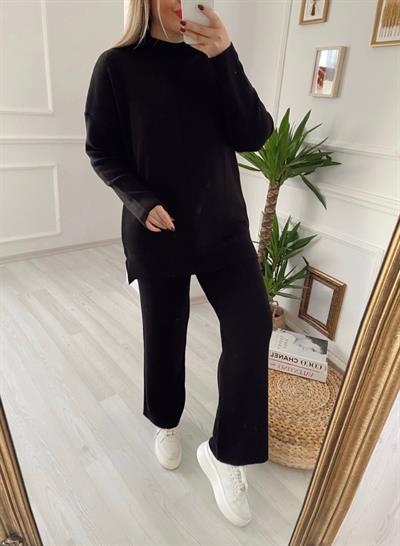 Siyah Balıkçı Yaka Triko Takım