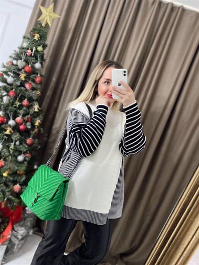 Siyah Beyaz Balıkçı Yaka Triko