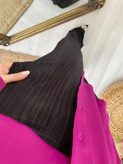 Siyah Fitilli Siyah Pantolon