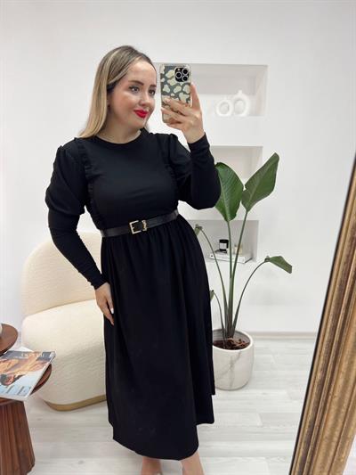 Siyah Kol Detaylı Topshp Elbise