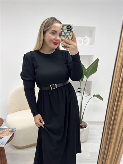 Siyah Kol Detaylı Topshp Elbise