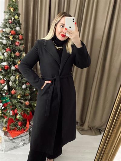 Siyah Kuşaklı Kaşe Kaban