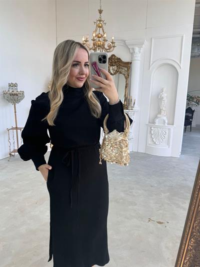 Siyah Orj Marka Balıkcı Yaka Elbise