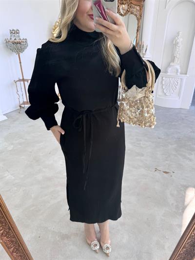 Siyah Orj Marka Balıkcı Yaka Elbise