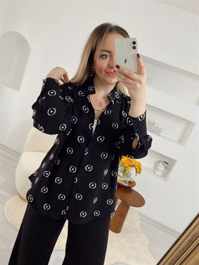 Siyah Puantiye Detaylı Orj Marka Gömlek