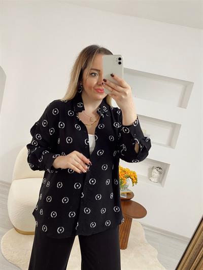 Siyah Puantiye Detaylı Orj Marka Gömlek