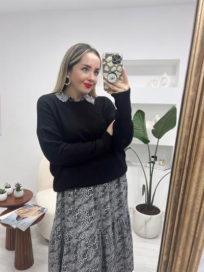 Siyah Triko Basic Kazak