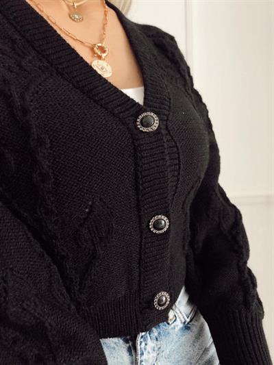 Taş Düğmeli Örgü Hırka