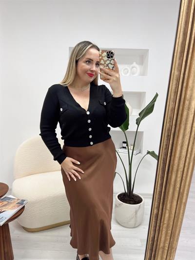 Taş Düğmeli Orj Marka Siyah Hırka