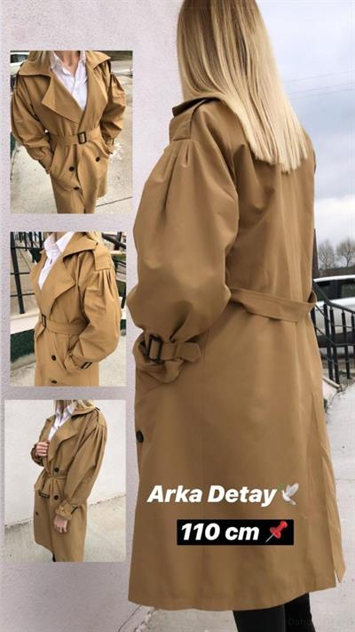 Tasarim Balon Kol Trenç(Camel)