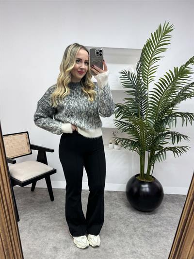 Tasarım Gri Taşlı Kazak Gri