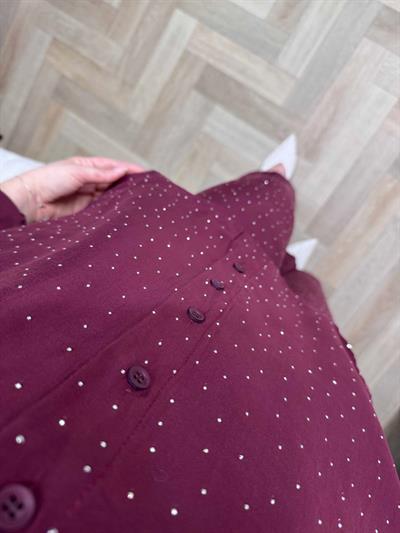 Taşlı Premium Tensel Takım Bordo