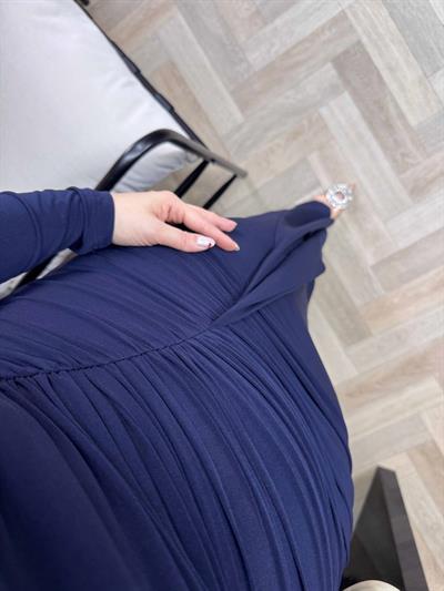 Tatum Omuz Detaylı Drapeli Candy Elbise Lacivert