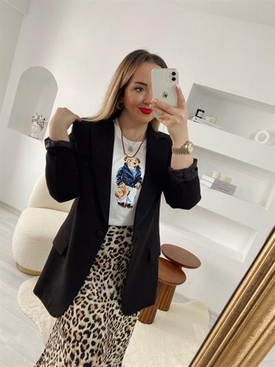 Tek Düğmeli Mevsimlik Blazer Ceket Siyah