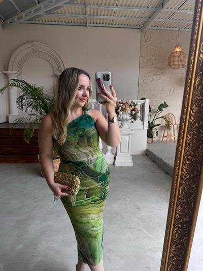 Tek Omuzlu Gold Detaylı Tül Elbise Yeşil