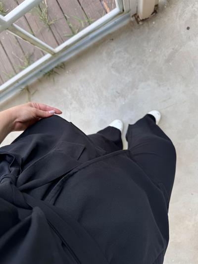 Tensel Kumaş Yelekli Takım Siyah
