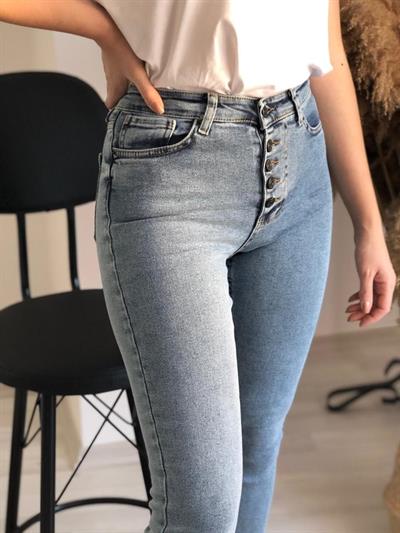 Topshop Yüksek Bel Düğmeli Jean