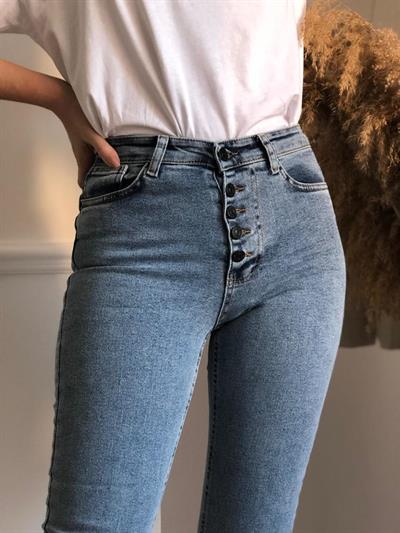 Topshop Yüksek Bel Düğmeli Jean