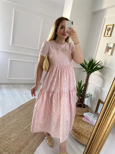 Toz Pembe İçi Astarlı Elbise