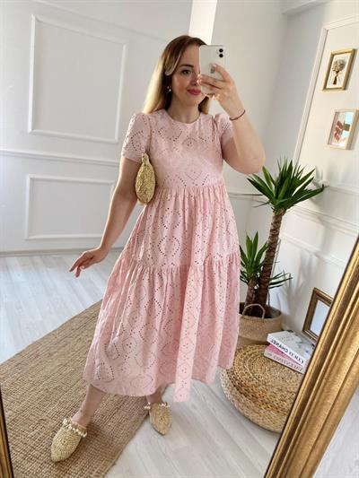 Toz Pembe İçi Astarlı Elbise