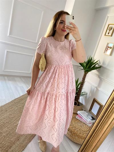 Toz Pembe İçi Astarlı Elbise